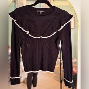 Black Ruffled Long Sleeve Sweater